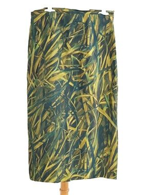 Vintage Gianni Green Botanical Maxi Skirt Cocktail/Party/Work/Casual Petite 10P